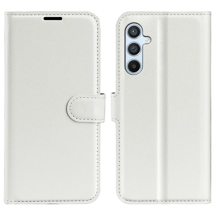 For Samsung Galaxy A54 5G Litchi Texture Anti-drop Cell Phone Cover PU Leather + TPU Folio Flip Magnetic Clasp Stand Wallet Phone Case - White