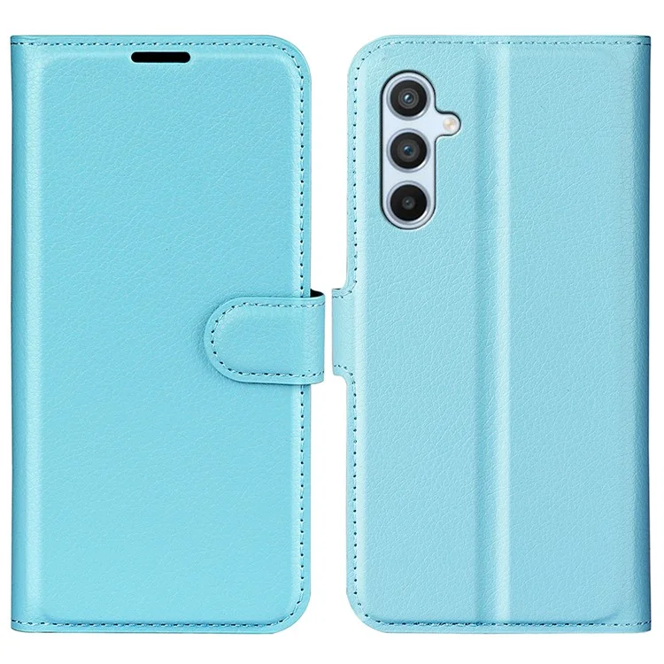 For Samsung Galaxy A54 5G Litchi Texture Anti-drop Cell Phone Cover PU Leather + TPU Folio Flip Magnetic Clasp Stand Wallet Phone Case - Blue