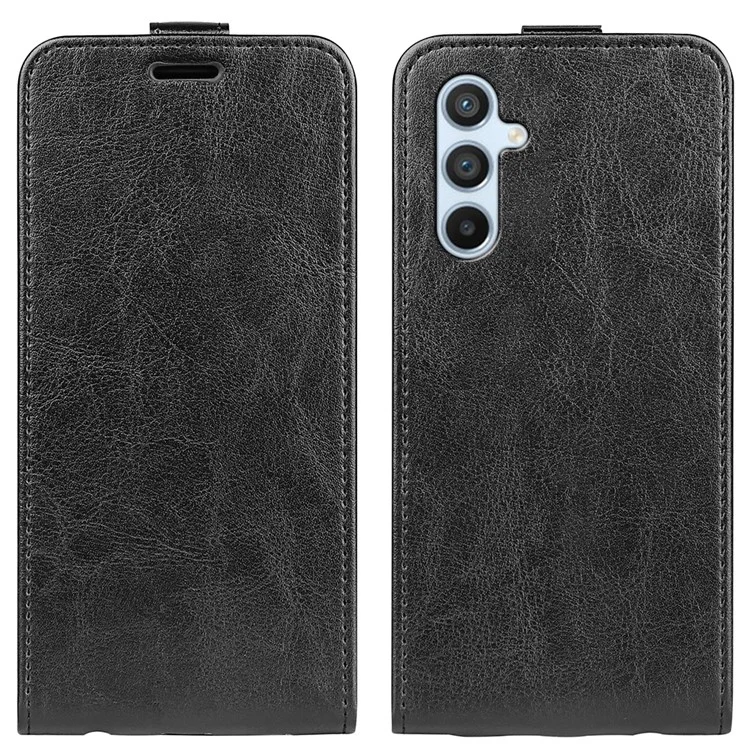Cover per telefono cellulare anti-graffio per Samsung Galaxy A54 5G, flip verticale, texture pelle cavallo pazzo, chiusura magnetica, porta carta - Nero