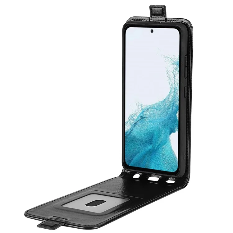 Cover per telefono cellulare anti-graffio per Samsung Galaxy A54 5G, flip verticale, texture pelle cavallo pazzo, chiusura magnetica, porta carta - Nero