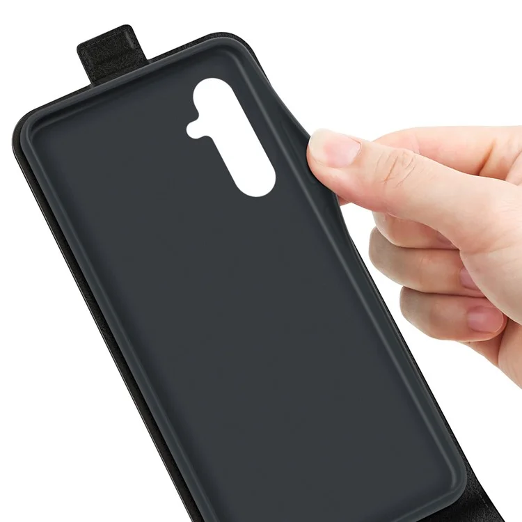 Cover per telefono cellulare anti-graffio per Samsung Galaxy A54 5G, flip verticale, texture pelle cavallo pazzo, chiusura magnetica, porta carta - Nero