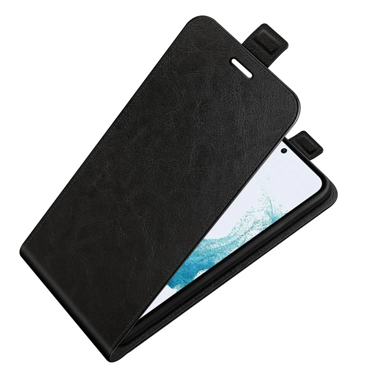 Cover per telefono cellulare anti-graffio per Samsung Galaxy A54 5G, flip verticale, texture pelle cavallo pazzo, chiusura magnetica, porta carta - Nero