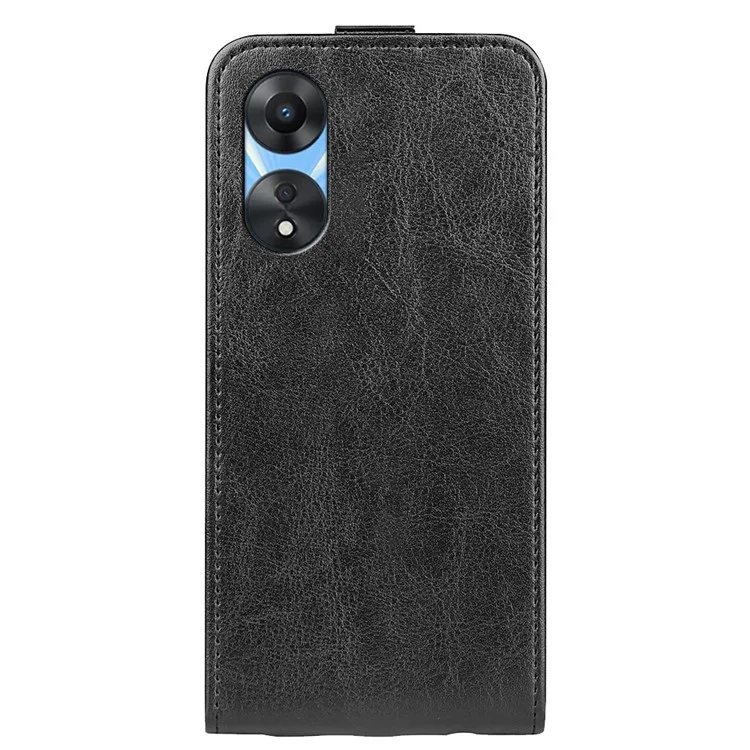 Para Oppo A58 5G Vertical Flip Crazy Horse Texture Anti-wear Phone Case com Slot para Cartão Resistente a Choques Fecho Magnético Capa de Telefone de Couro PU - Preto