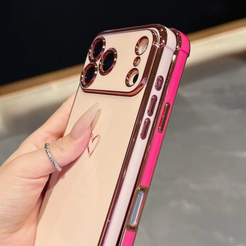 For iPhone 17 Pro Max Hoesje Hartmotief TPU Telefoonhoes Electroplating Rand - Oranje