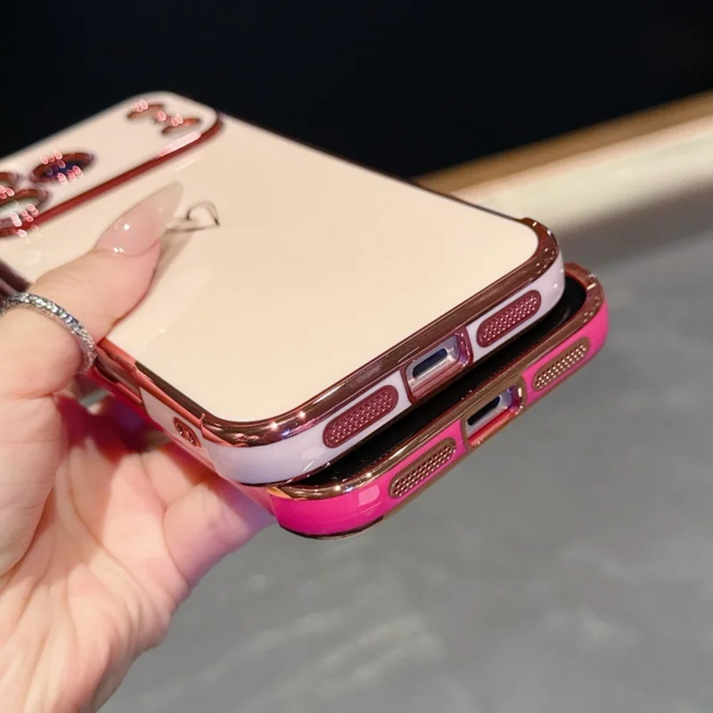 For iPhone 17 Pro Max Hoesje Hartmotief TPU Telefoonhoes Electroplating Rand - Oranje