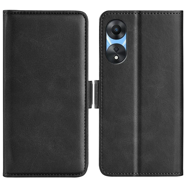 Anti-drogen-telefonabdeckung Für Oppo A58 5G PU Leder Kalbstextur Dual Magnetic Clasp Ständer ab Dem Verschleiß-resistenter Telefonhülle Wallet - Schwarz
