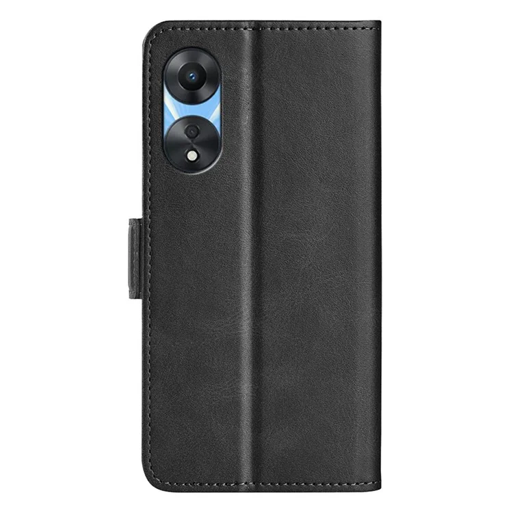 Anti-drogen-telefonabdeckung Für Oppo A58 5G PU Leder Kalbstextur Dual Magnetic Clasp Ständer ab Dem Verschleiß-resistenter Telefonhülle Wallet - Schwarz