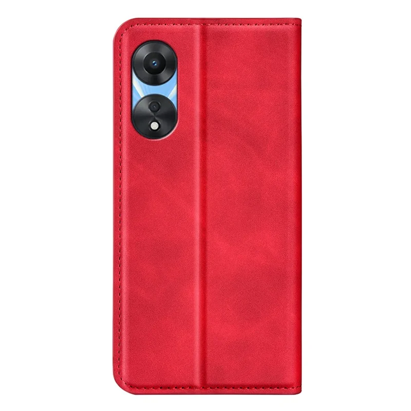 For Oppo A58 5G / A78 5G Full Protection Phone Case PU Leather Magnetic Auto-absorbed Skin-touch Feeling Flip Wallet Cover Stand - Red