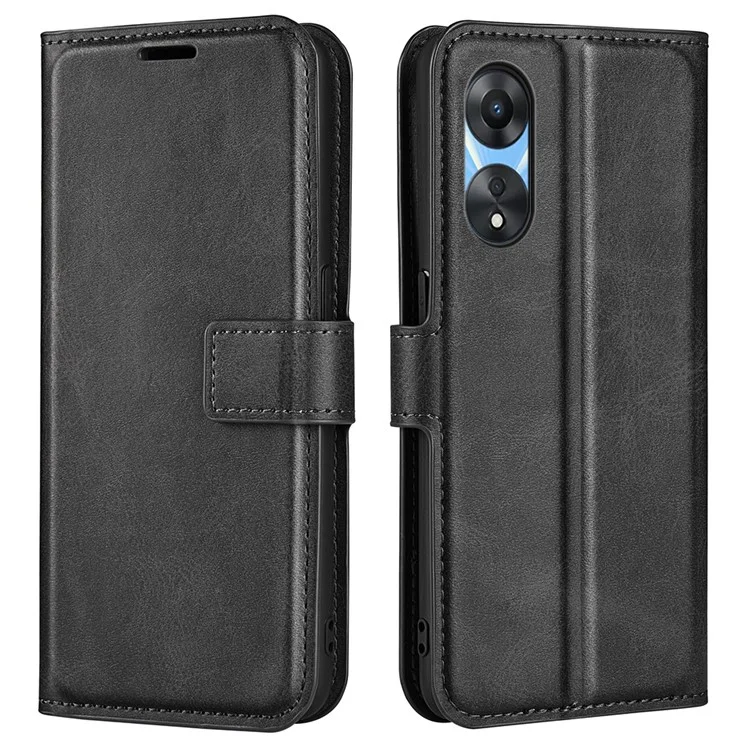 Anti-drogen-telefonhülle Für Oppo A58 5G Kalbstextur PU Leder-ständer Brieftasche Magnetic Clasp Flip Handyabdeckung - Schwarz