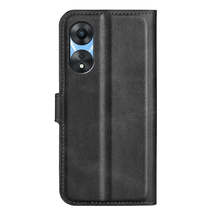 Anti-drogen-telefonhülle Für Oppo A58 5G Kalbstextur PU Leder-ständer Brieftasche Magnetic Clasp Flip Handyabdeckung - Schwarz