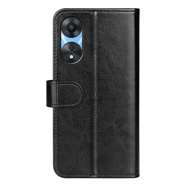 Anti-fall Cell Phone Case For Oppo A58 5G Crazy Horse Texture PU Leather + TPU Folio Flip Protective Phone Cover Stand Wallet - Black