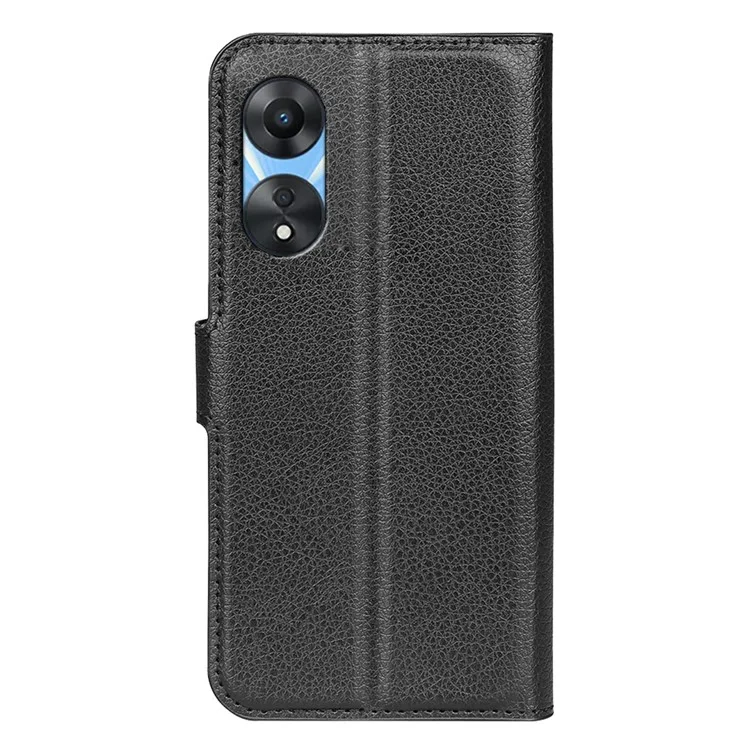 Funda protectora para teléfono Oppo A58 5G, diseño de cartera, textura de piel de Litchi PU + funda de cuero TPU plegable, cierre magnético - Negro