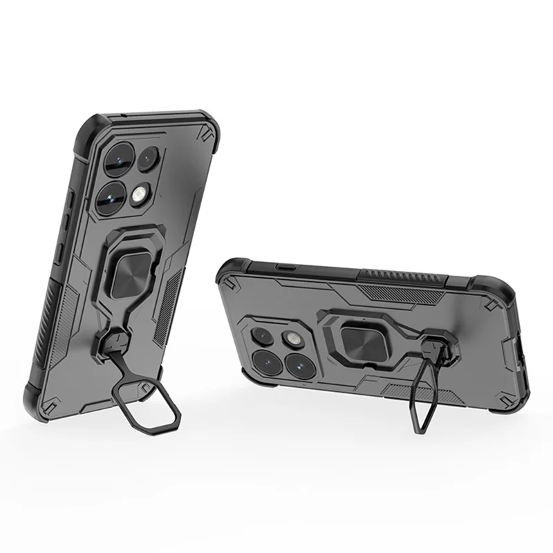 Für Oppo Reno16 Pro 5G (Global) Hülle Rotierbarer Ring-Ständer PC + TPU Stoßfester Handy-Schutzcover - Titan Grau