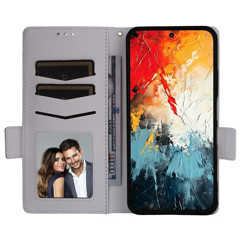 For TCL K70 Nxtpaper 5G Case Litchi Texture Wallet Leather Phone Cover with Wrist Strap - White