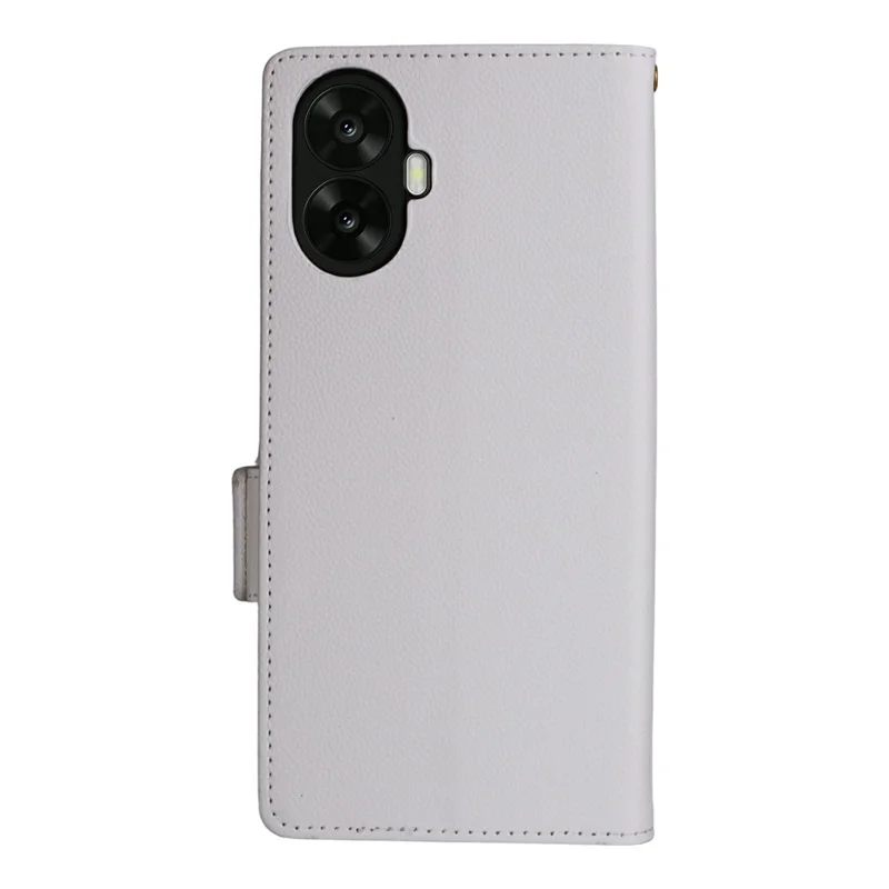 For TCL K70 Nxtpaper 5G Case Litchi Texture Wallet Leather Phone Cover with Wrist Strap - White