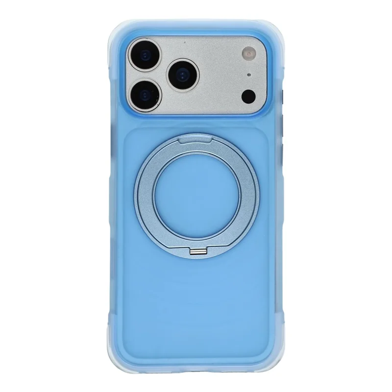 JAUCASE for iPhone 18 Pro / 17 Pro Case Magnetic Kickstand Wave Texture PC + TPU Airbag Corner Protection Phone Cover with Camera Control Button - Transparent Blue