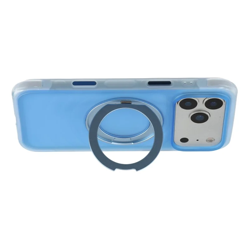JAUCASE for iPhone 18 Pro / 17 Pro Case Magnetic Kickstand Wave Texture PC + TPU Airbag Corner Protection Phone Cover with Camera Control Button - Transparent Blue