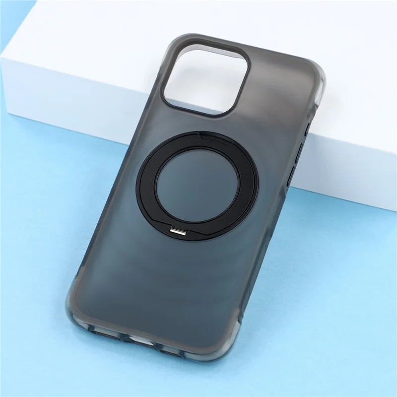 JAUCASE for iPhone 16 Pro Max Case Magnetic Kickstand Wave Texture PC + TPU Airbag Corner Protection Phone Cover with Camera Control Button - Transparent Black