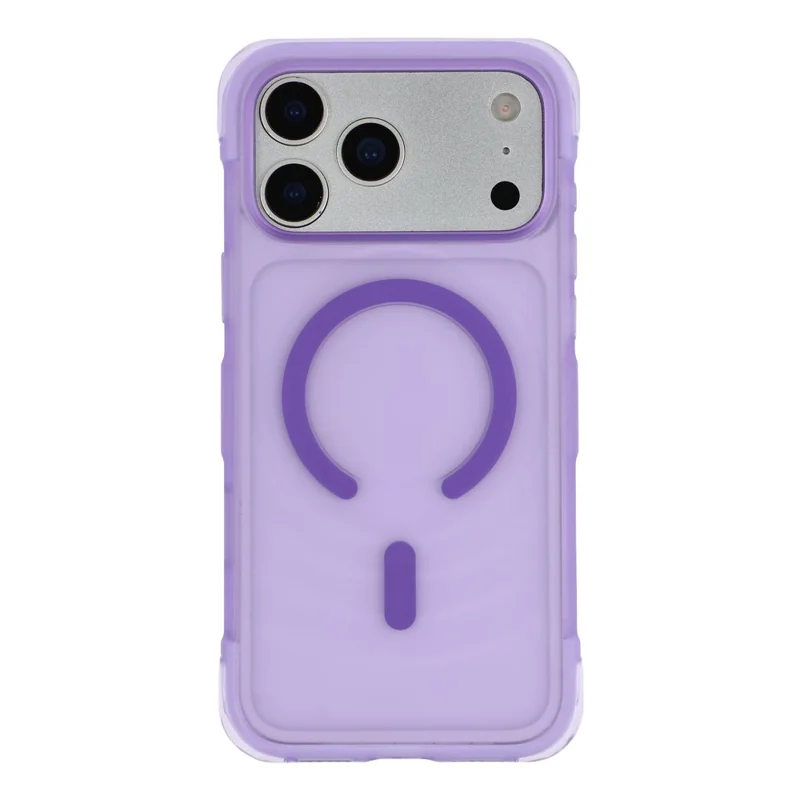 JAUCASE For iPhone 18 Pro Max / 17 Pro Max Magnetic Case Wave Texture PC + TPU Airbag Corner Protection Phone Cover with Camera Control Button - Transparent Purple