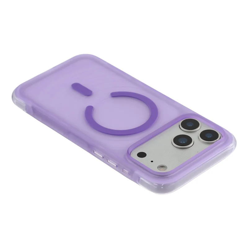 JAUCASE For iPhone 18 Pro Max / 17 Pro Max Magnetic Case Wave Texture PC + TPU Airbag Corner Protection Phone Cover with Camera Control Button - Transparent Purple