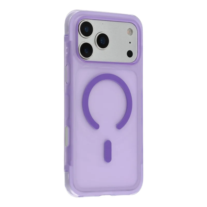 JAUCASE For iPhone 18 Pro / 17 Pro Magnetic Case Wave Texture PC + TPU Airbag Corner Protection Phone Cover with Camera Control Button - Transparent Purple