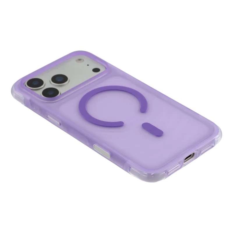 JAUCASE For iPhone 18 Pro / 17 Pro Magnetic Case Wave Texture PC + TPU Airbag Corner Protection Phone Cover with Camera Control Button - Transparent Purple