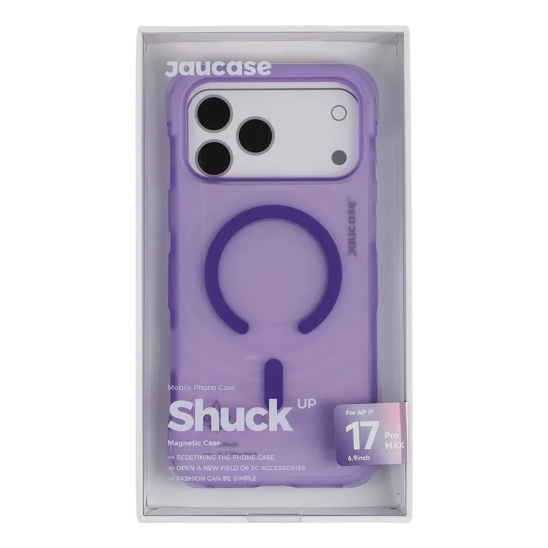JAUCASE For iPhone 18 Pro / 17 Pro Magnetic Case Wave Texture PC + TPU Airbag Corner Protection Phone Cover with Camera Control Button - Transparent Purple