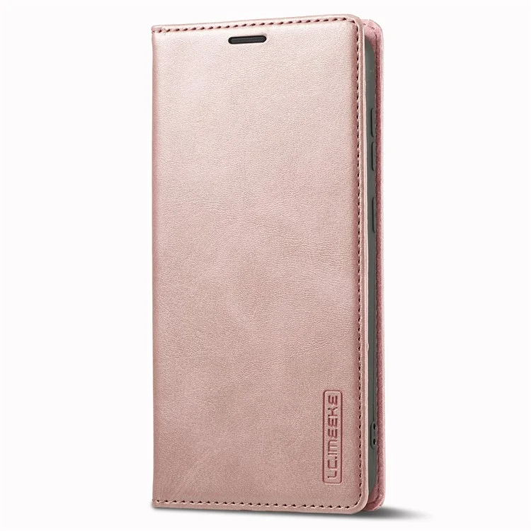 LC.IMEEKE For Samsung Galaxy S23+ Drop-proof PU Leather Folio Flip Case Wallet Stand Magnetic Auto-absorbed Cell Phone Cover - Pink