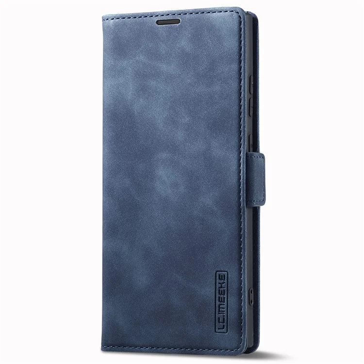 LC.IMEEKE For Samsung Galaxy S23 Ultra PU Leather Protective Phone Case Wallet Stand Magnetic Auto-absorbed Phone Cover - Blue