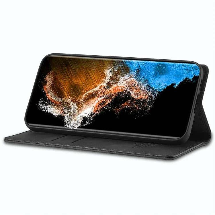 LC.IMEEKE Per Samsung Galaxy S23 Custodia a portafoglio magnetica con chiusura automatica in pelle PU, con funzione stand, anti-graffio - Colore: Nero