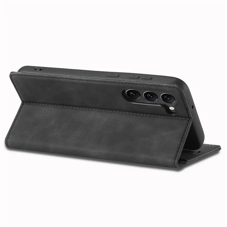 LC.IMEEKE Per Samsung Galaxy S23 Custodia a portafoglio magnetica con chiusura automatica in pelle PU, con funzione stand, anti-graffio - Colore: Nero