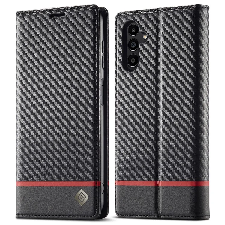 LC.IMEEKE per Samsung Galaxy A54 5G Custodia in pelle con texture in fibra di carbonio Flip Wallet Cover a prova di caduta - Striscia orizzontale