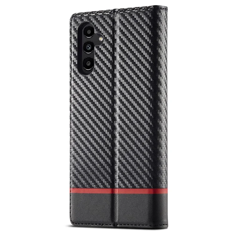 LC.IMEEKE per Samsung Galaxy A54 5G Custodia in pelle con texture in fibra di carbonio Flip Wallet Cover a prova di caduta - Striscia orizzontale