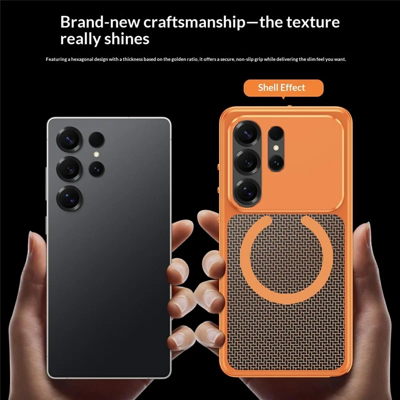 For Samsung Galaxy S24 Ultra Magnetic Case Heat Dissipation Snap-On Metal + PC Phone Cover - Titanium Silver