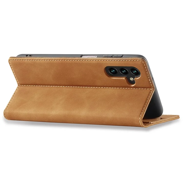 Custodia per cellulare LC.IMEEKE per Samsung Galaxy A54 5G, in pelle PU con supporto a portafoglio, chiusura magnetica - Marrone