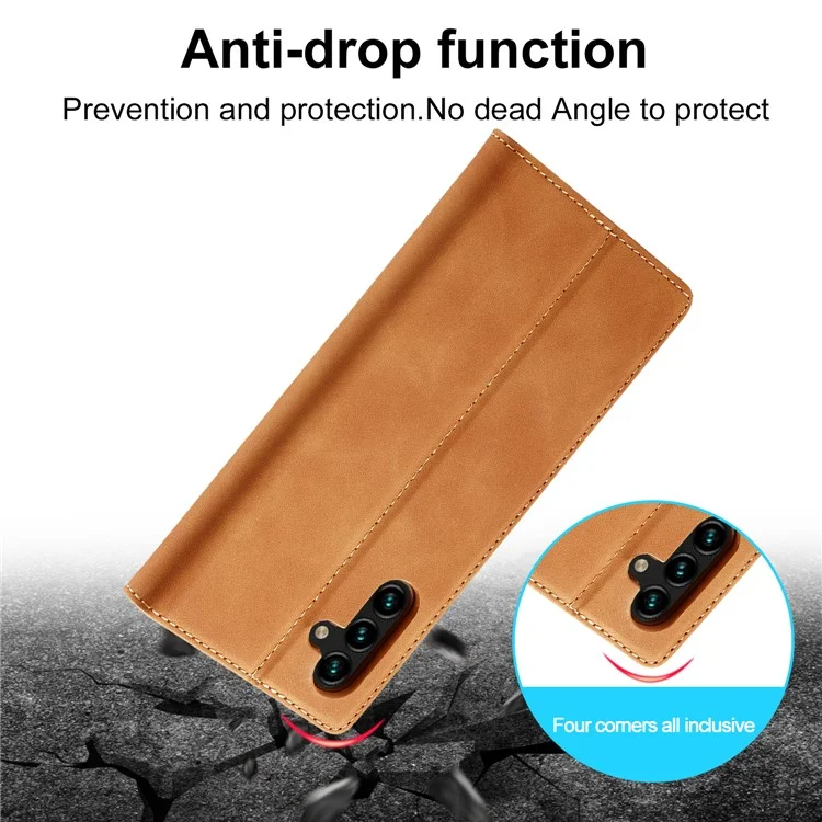 Custodia per cellulare LC.IMEEKE per Samsung Galaxy A54 5G, in pelle PU con supporto a portafoglio, chiusura magnetica - Marrone