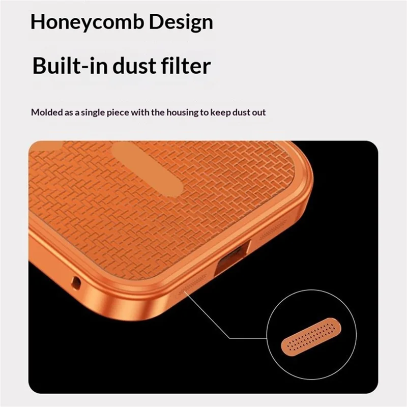 For iPhone 17 Pro Magnetic Case Heat Dissipation Snap-On Metal + PC Phone Cover - Titanium Orange