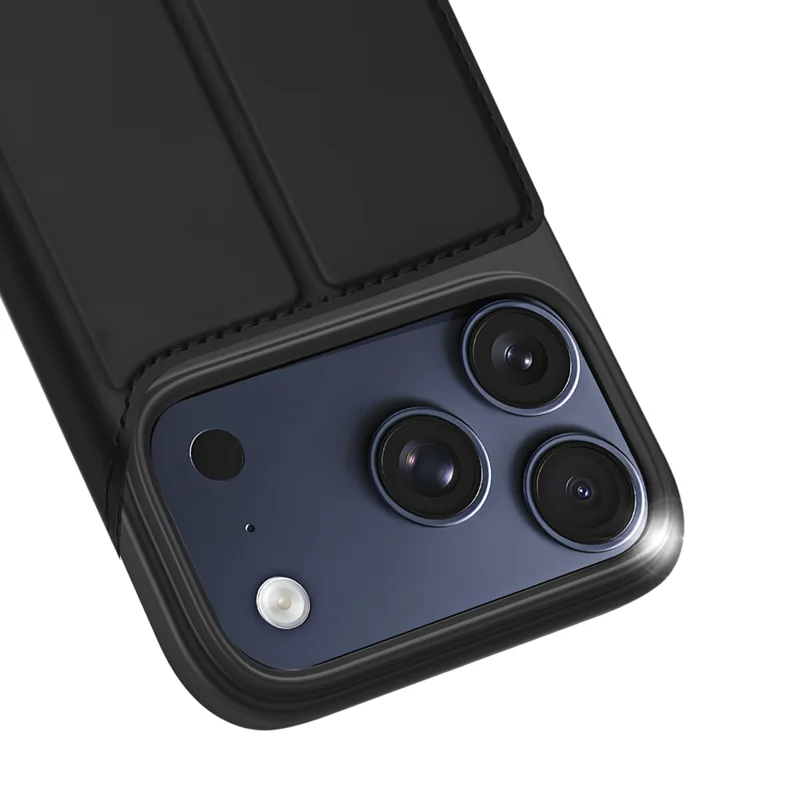 DUX DUCIS for iPhone 18 Pro Max / 17 Pro Max Skin Pro Series Case Leather Stand Cover Card Holder - Black - 3