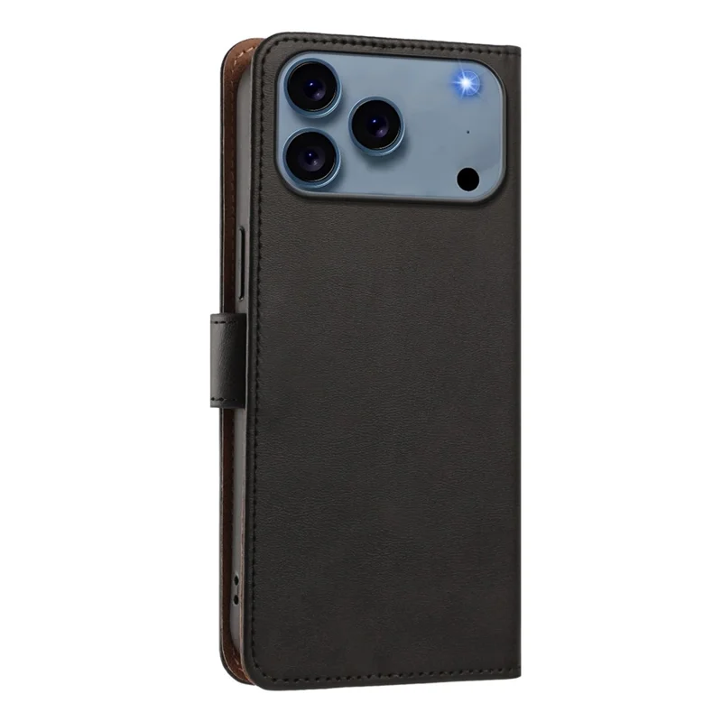 For iPhone 18 Pro Max / 17 Pro Max Case Diamond Stitch PU Leather Wallet Flip Phone Cover with Wrist Strap - Black
