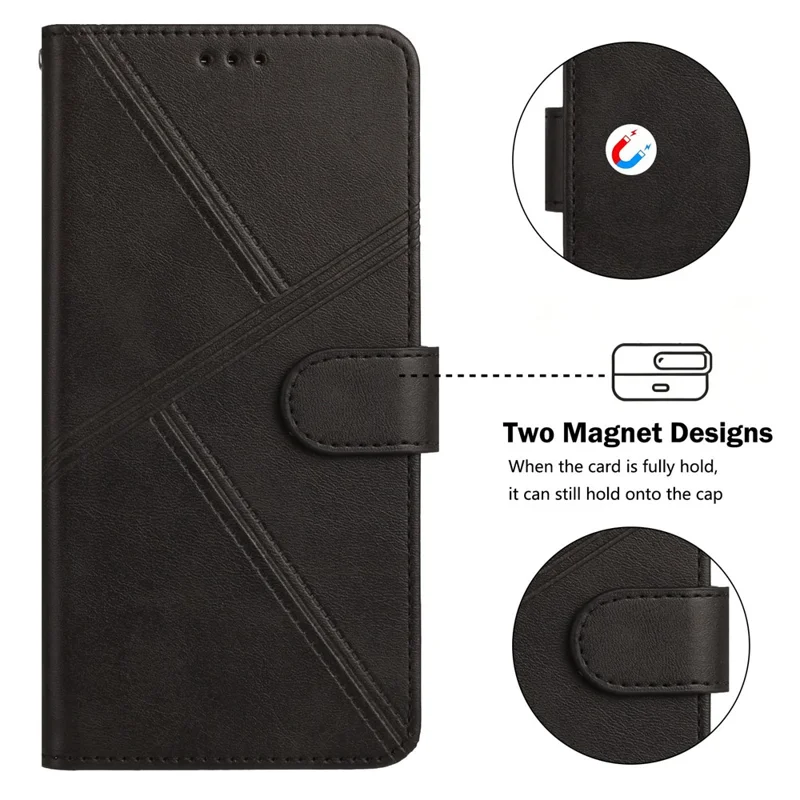 For iPhone 18 Pro Max / 17 Pro Max Case Diamond Stitch PU Leather Wallet Flip Phone Cover with Wrist Strap - Black