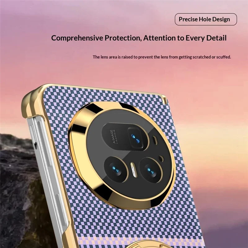 For Honor Magic V5 5G Magnetic Case Ring Kicktand Hinge Design Electroplated Leather + PC Cover - Brown