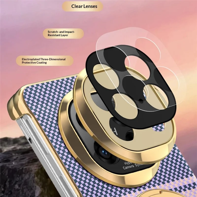 For Honor Magic V5 5G Magnetic Case Ring Kicktand Hinge Design Electroplated Leather + PC Cover - Brown