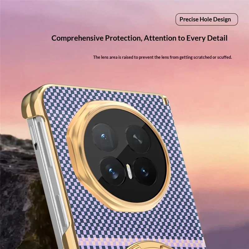For Honor Magic V6 5G Magnetic Case Ring Kicktand Hinge Design Electroplated Leather + PC Cover - Pink Purple