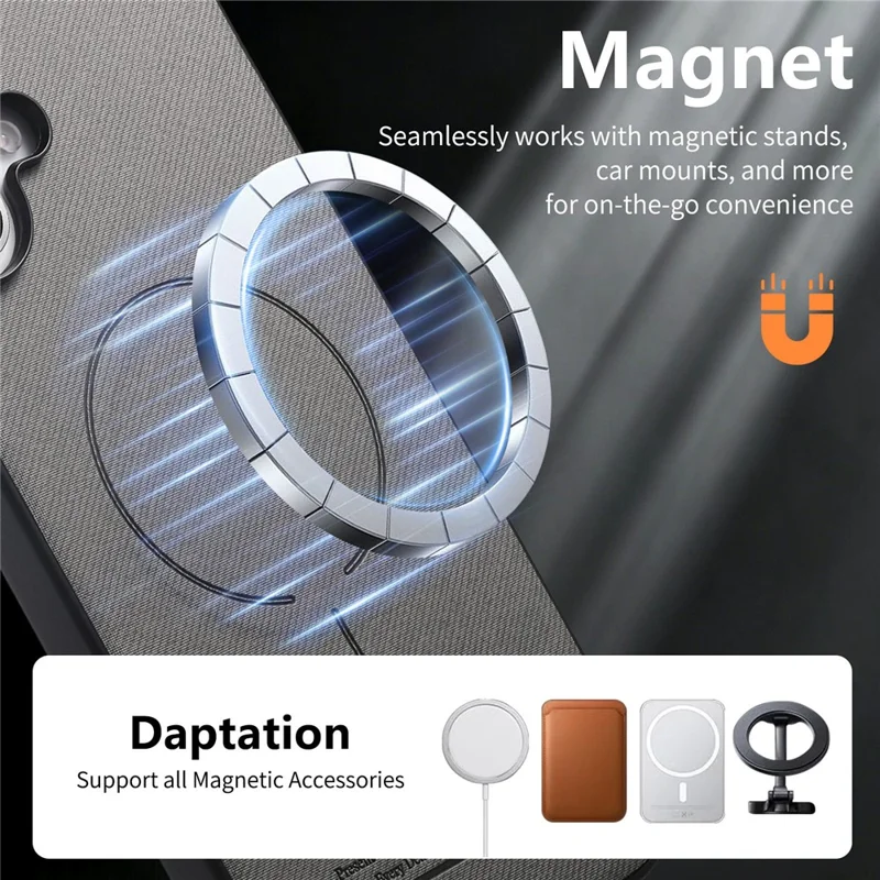For iPhone 16 Magnetic Case PU Leather + PC + TPU Anti-Scratch Back Cover with Detachable Card Holder - Grey