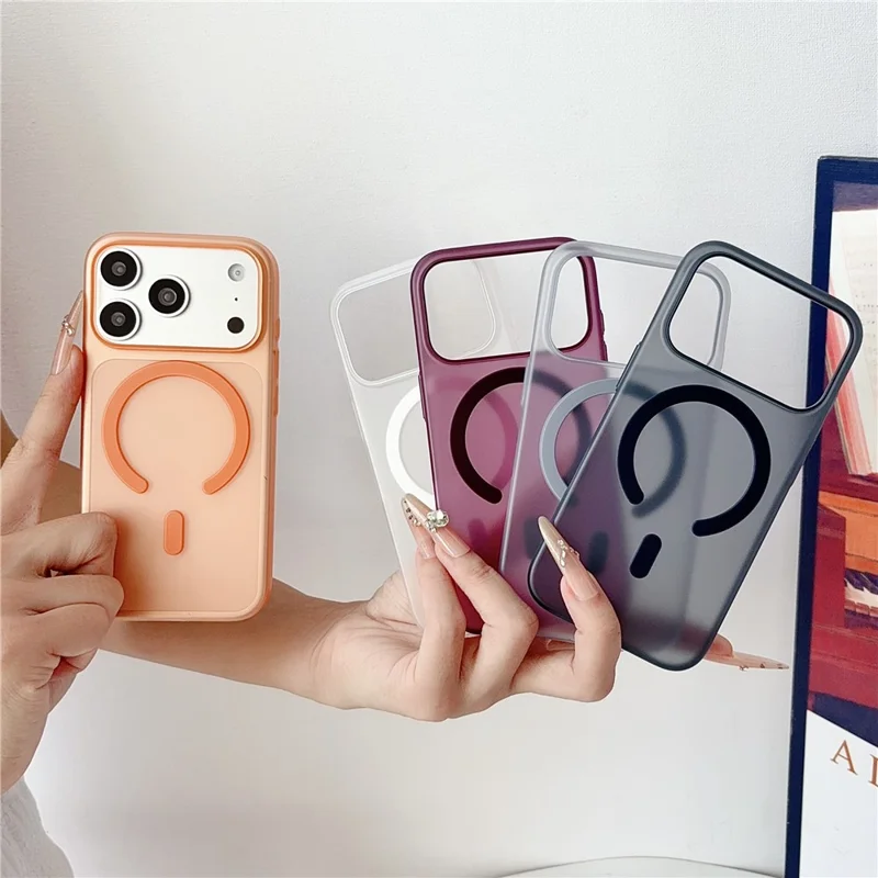 For iPhone 18 Pro / 17 Pro Magnetic Case Matte Ultra-Thin PP Shockproof Phone Cover - Orange