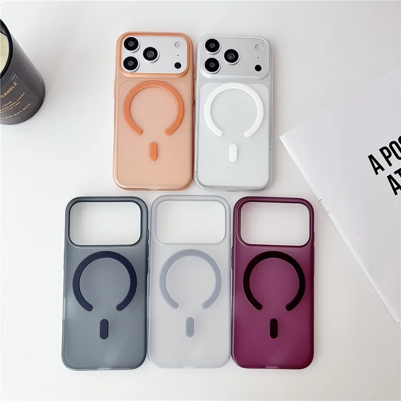 For iPhone 18 Pro / 17 Pro Magnetic Case Matte Ultra-Thin PP Shockproof Phone Cover - Orange