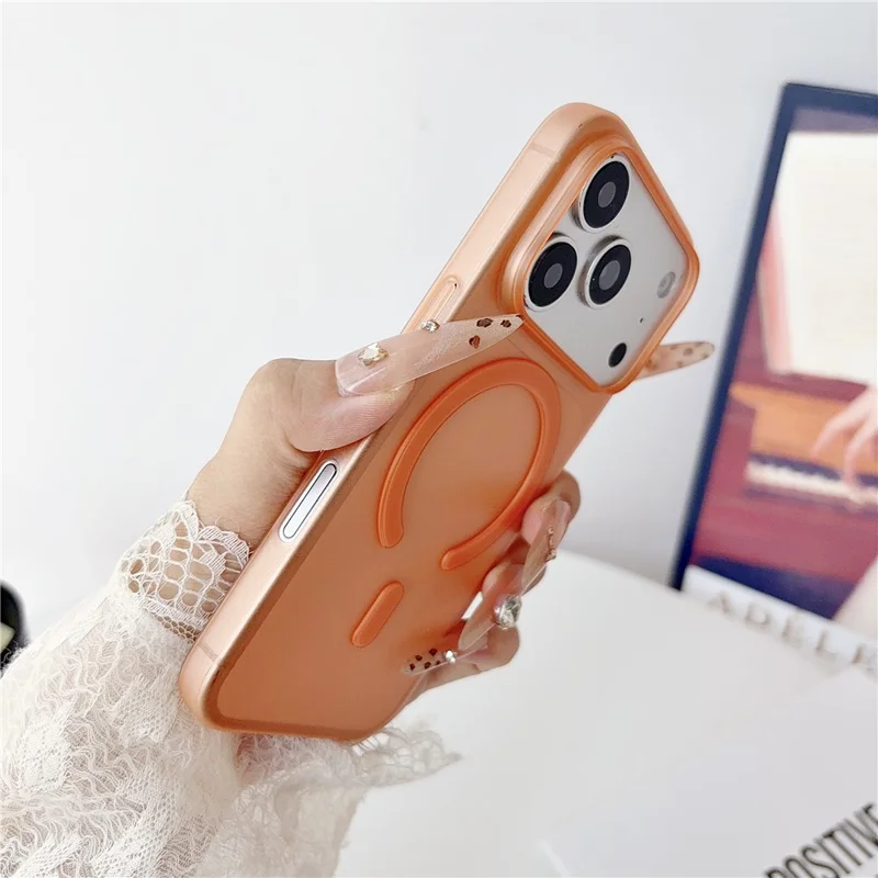 For iPhone 18 Pro Max / 17 Pro Max Magnetic Case Matte Ultra-Thin PP Shockproof Phone Cover - Orange