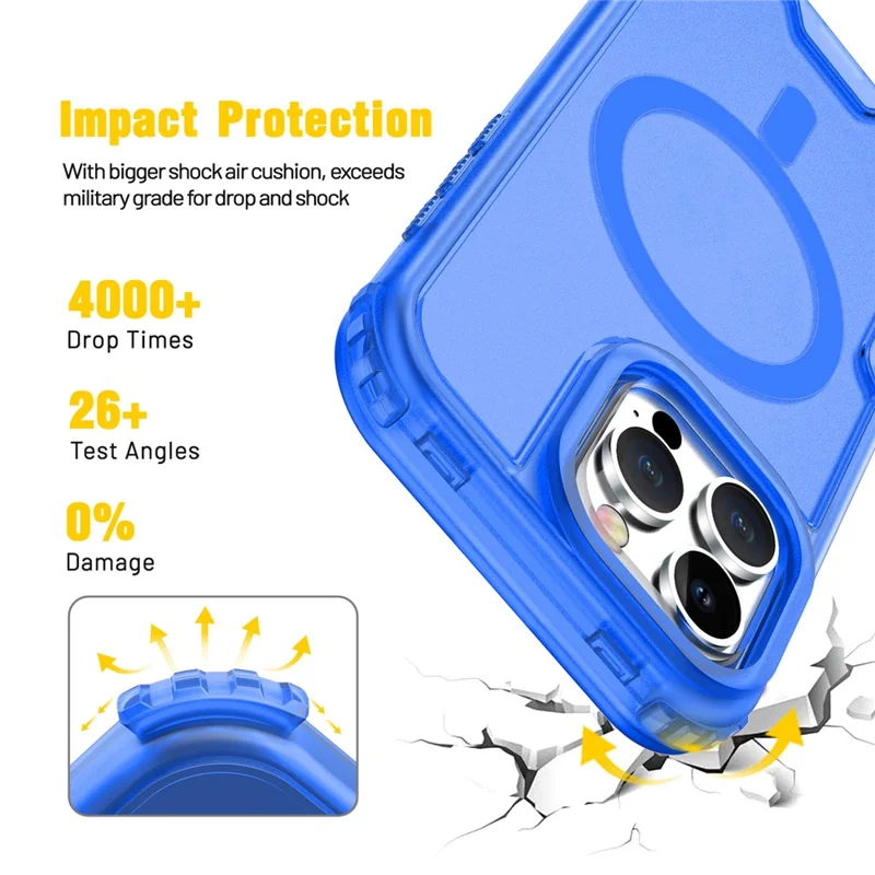 For iPhone 16 Pro Max Magnetic Case 2-in-1 PC + TPU Frosted Soft-Touch Phone Cover - Baby Blue