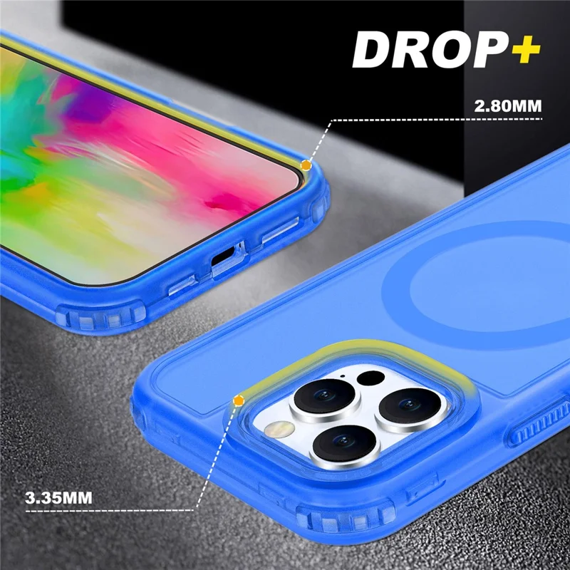 For iPhone 16 Pro Max Magnetic Case 2-in-1 PC + TPU Frosted Soft-Touch Phone Cover - Baby Blue