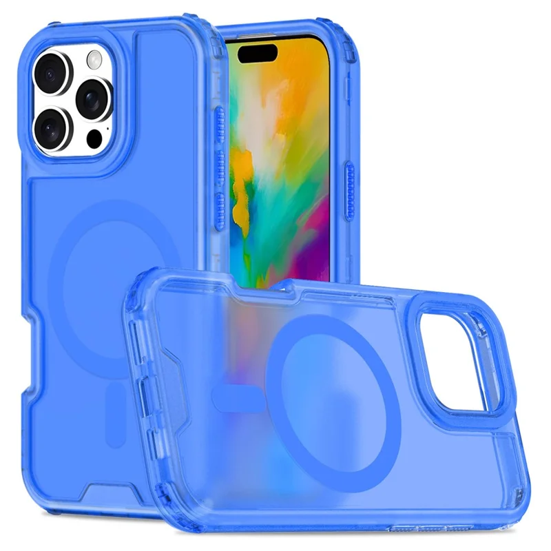 For iPhone 16 Pro Magnetic Case 2-in-1 PC + TPU Frosted Soft-Touch Phone Cover - Baby Blue
